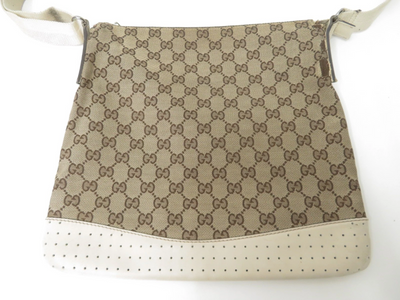 $980 2011 Gucci GG Canvas Leather Shoulder Messenger Bag 145857-200047