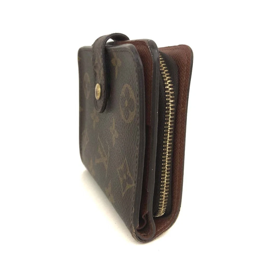 $625 2000 Louis Vuitton Monogram Compact Zip Bifold Wallet Brown MI0060