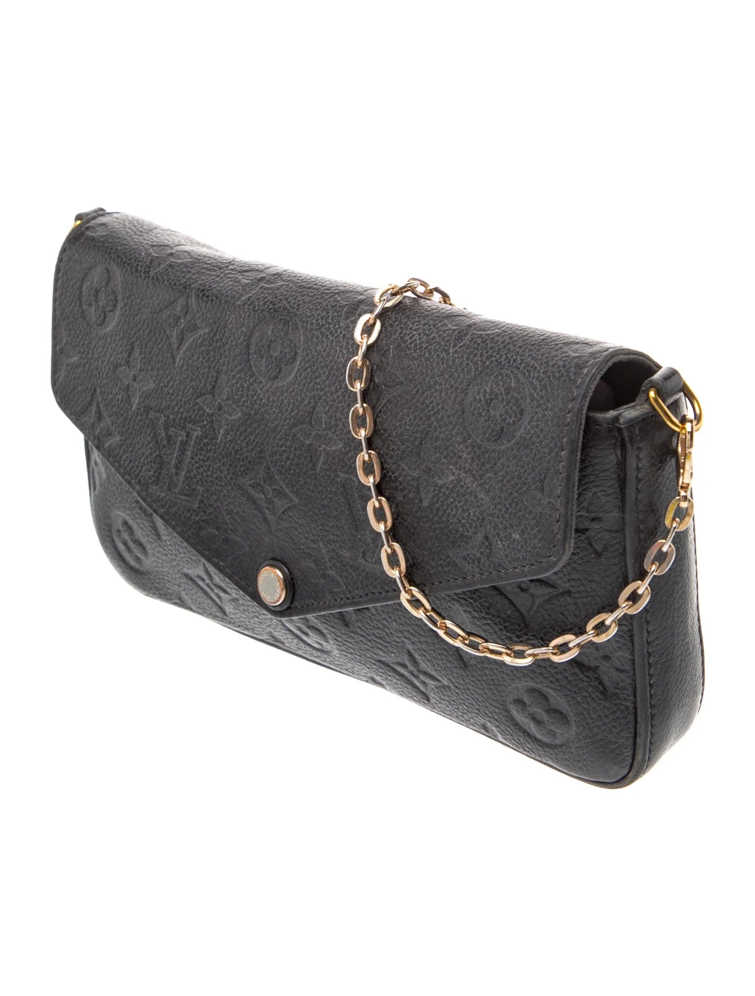 $1770 2019 Louis Vuitton Empreinte Pochette Felicie Chain Wallet Black