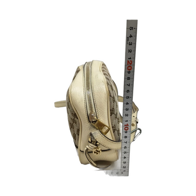 $1250 Gucci Monogram Dollar Calfskin Mini Bree Messenger Bag Beige Ebony Avoire