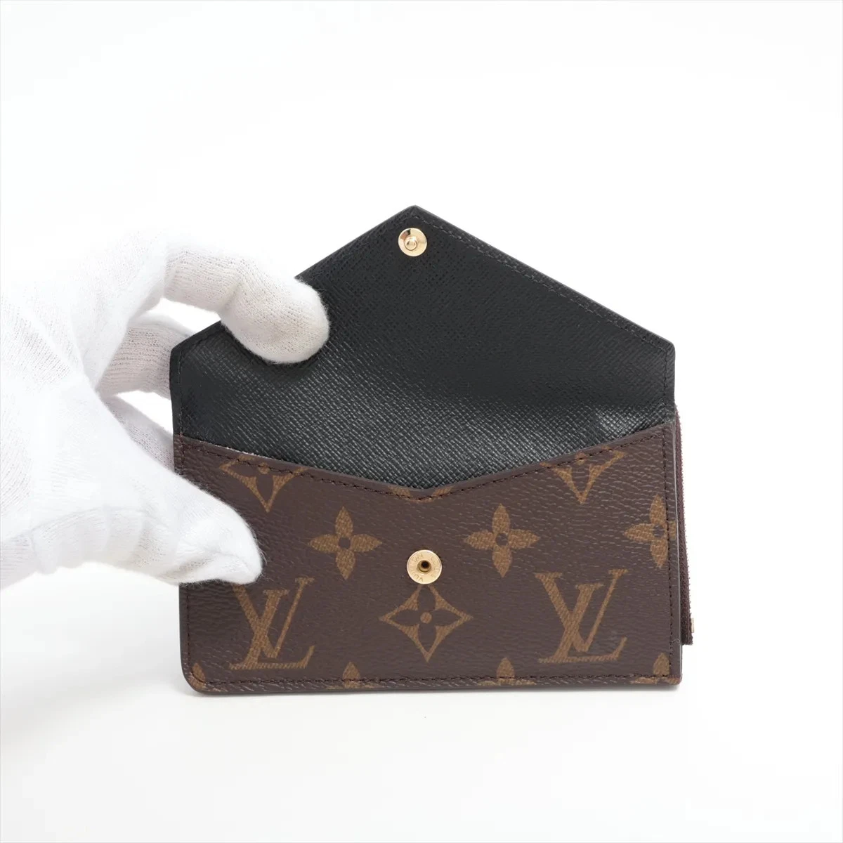 $695 Louis Vuitton Monogram Porto Cartolecto Verso Black × Brown 10021123