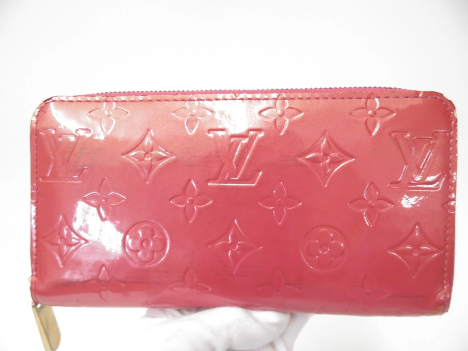 $970 Louis Vuitton Vernis Zippy Wallet Rose Litchi