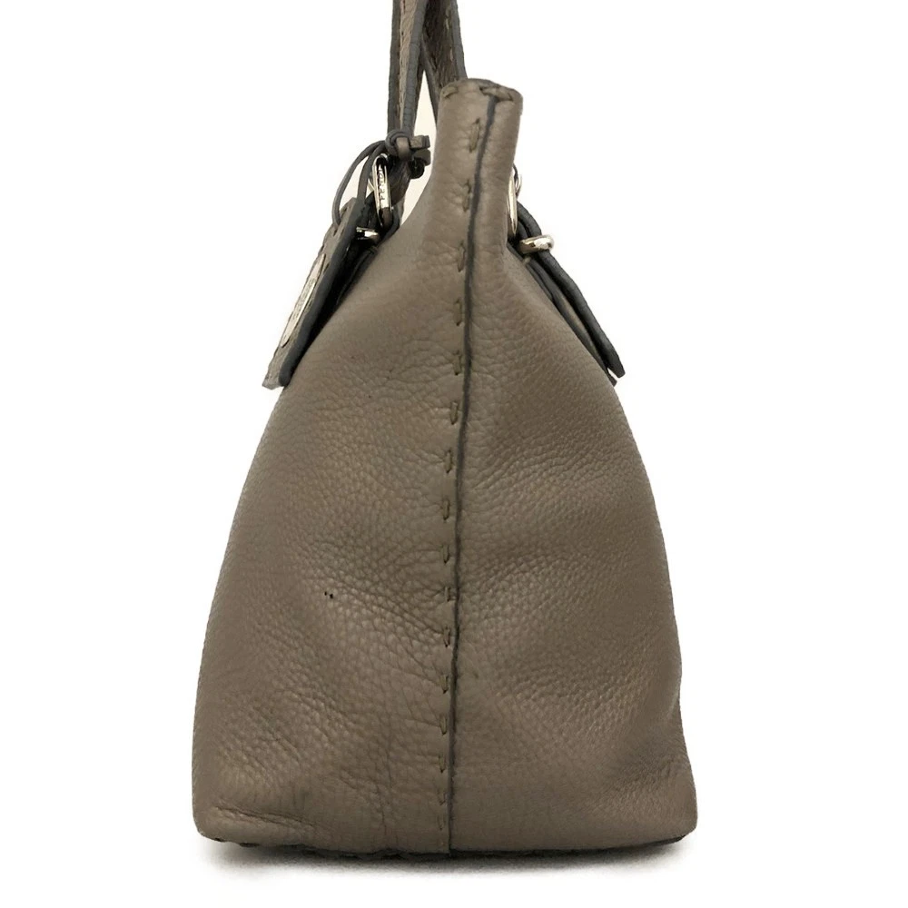 $1600 FENDI Selleria Leather Tote Bag Silver