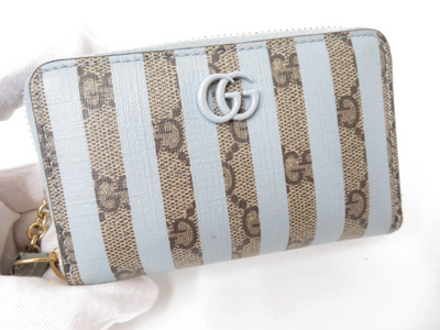 $450 2019 Gucci GG Supreme Marmont Zip Around Coin Wallet 456126-525040