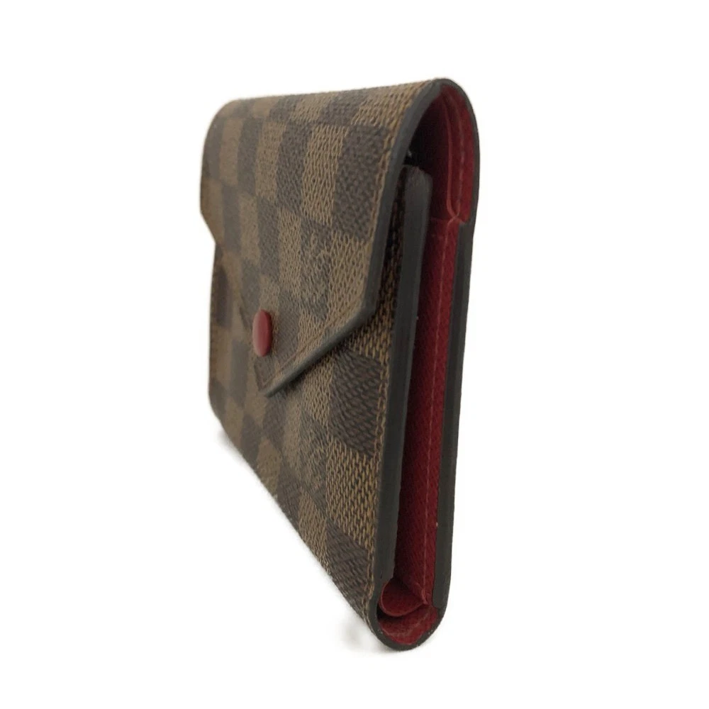 $605 2016 Louis Vuitton Damier Ebene Victorine Wallet Red SP3176