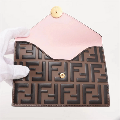 $850 Fendi Vitello Cruise F is Fendi Bi-Color FF 1974 Embossed Envelope