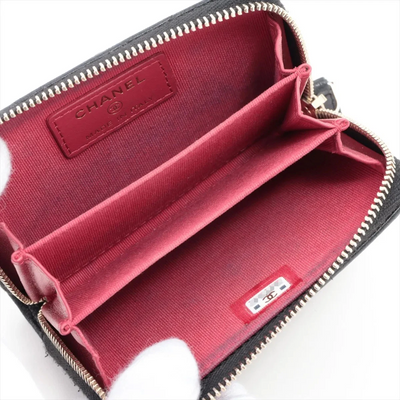 Chanel CHANEL 19 Lambskin Coin Purse Black Silver Metal 10021120
