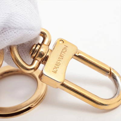 $655 2014 Louis Vuitton Brass Enamel Fleur De Monogram Bag Charm Chain Gold DP0164