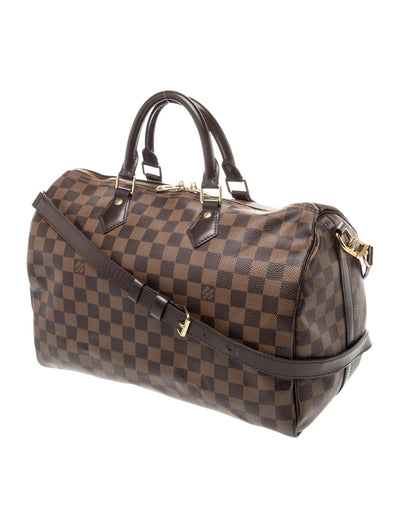 $2150 Louis Vuitton Damier Ebene Speedy Bandouliere 35