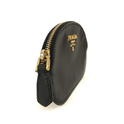 $680 PRADA Saffiano Leather Coin Purse Wallet Black