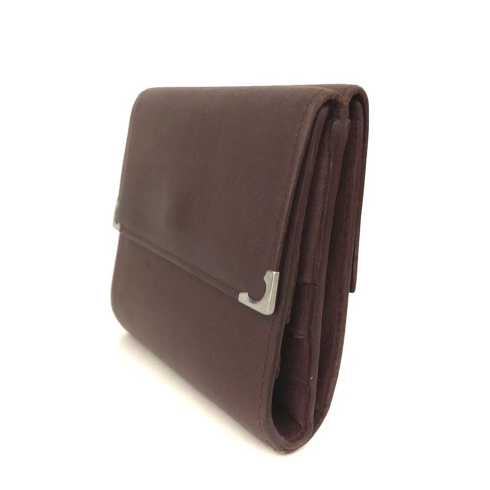 Must de Cartier Leather Trifold Wallet Purse Bordeaux