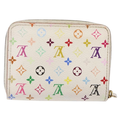 $660 2008 LOUIS VUITTON Monogram Multicolor Zippy Coin Purse Wallet White TH0098