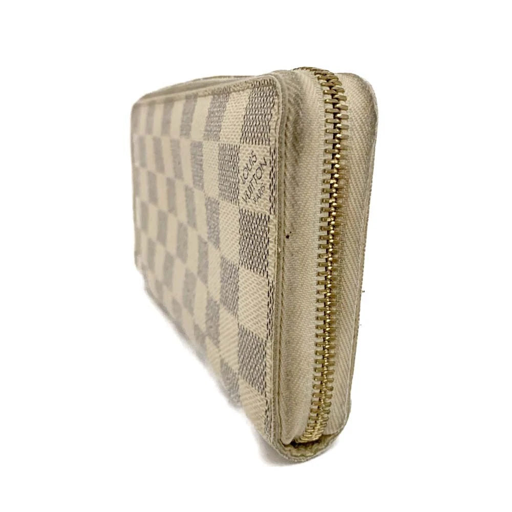$915 2008 Louis Vuitton Damier Azur Zippy Zip Around Long Wallet Purse White VI0088