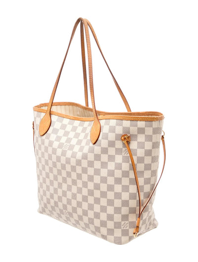 $2240 Louis Vuitton Damier Azur Neverfull w/Pouch MM 10021110