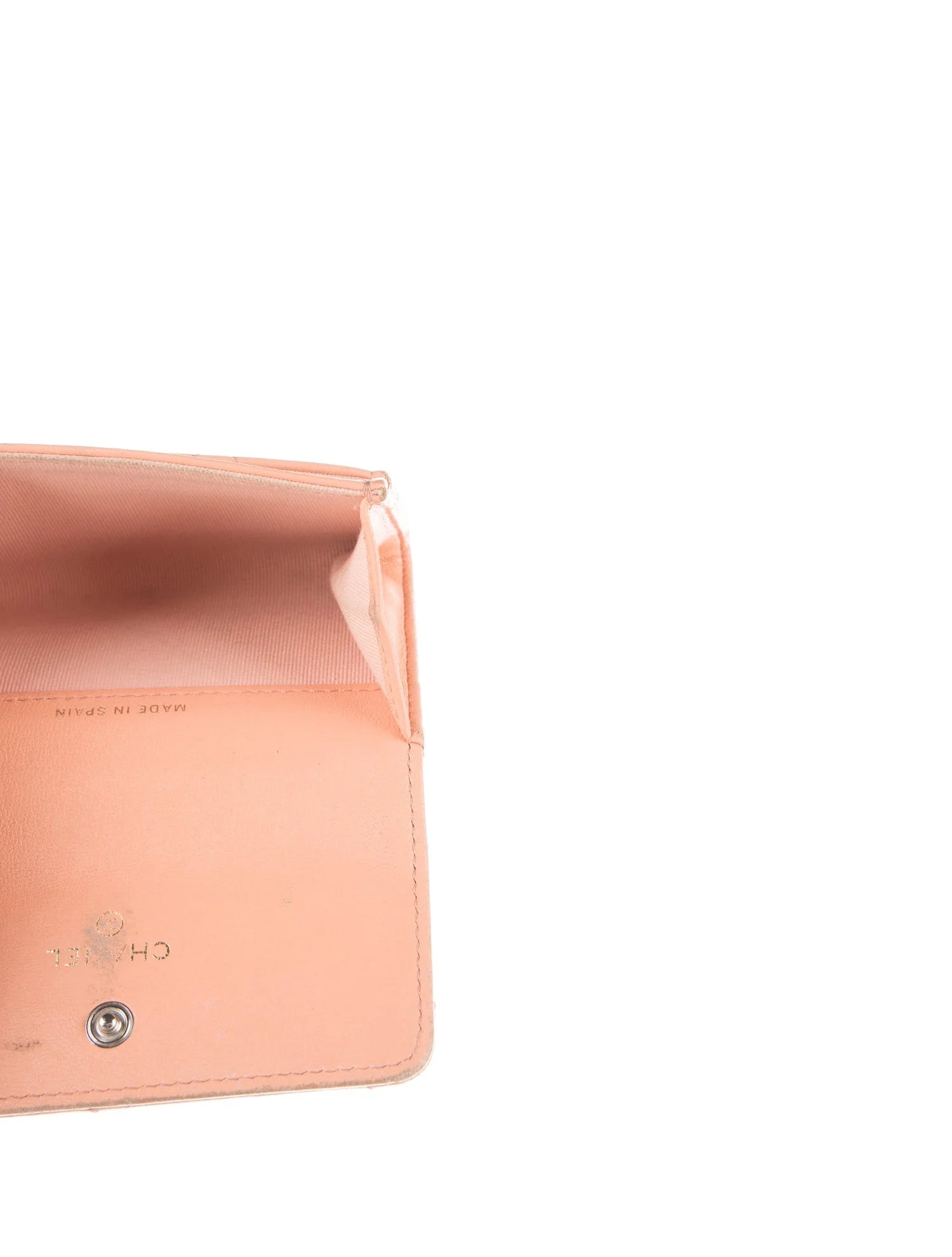 $1125 Chanel 19 Peach Quilted Leather Small Flap Wallet with Interlocking Chain CC 10021114