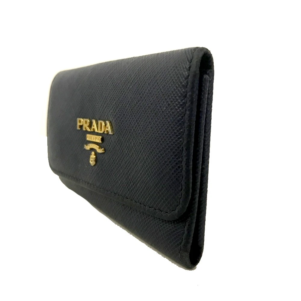 PRADA Saffiano Leather 6 Ring Key Case Blue
