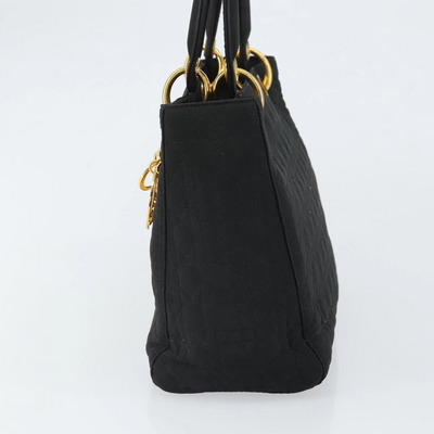 $5100 Christian Dior Nylon Cannage Medium Lady Dior Black Gold