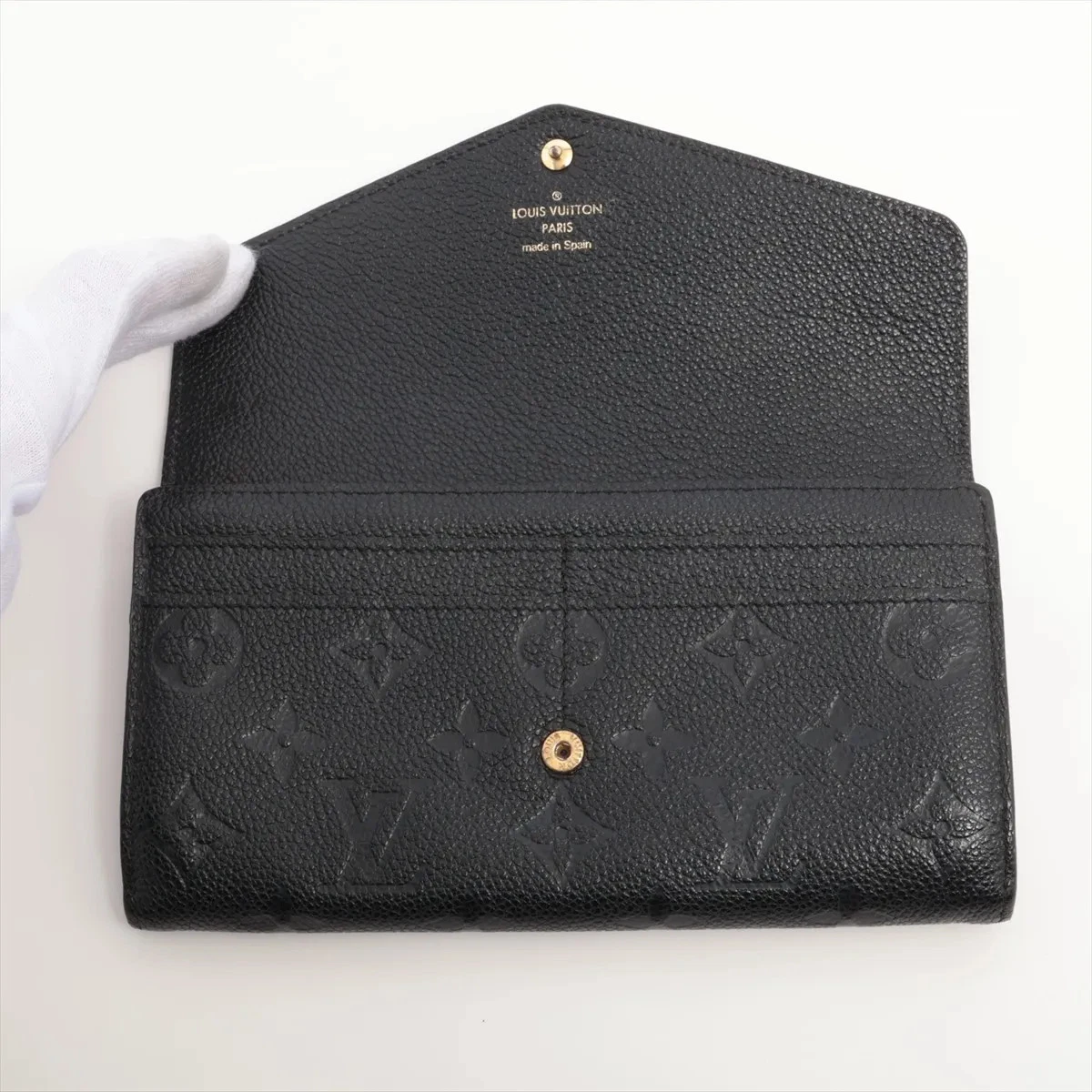 $1060 Louis Vuitton Empreinte Sarah Wallet NM Black