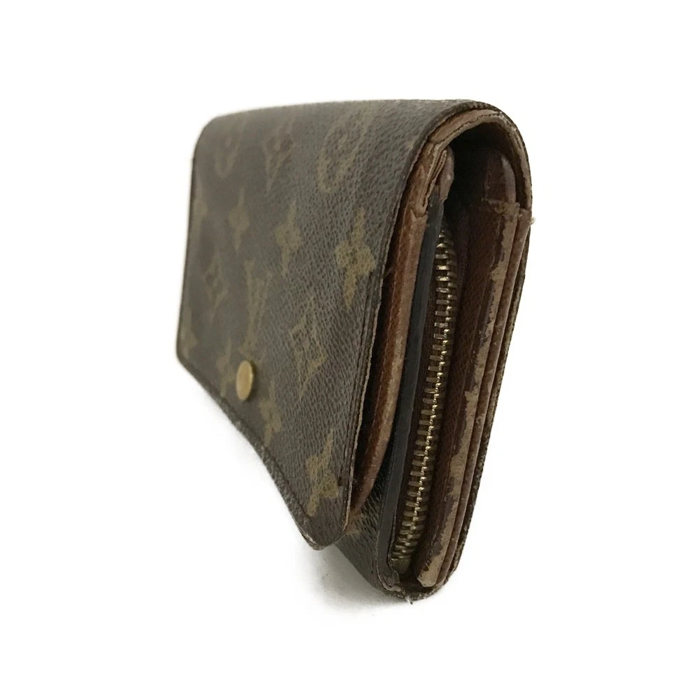 $560 2002 Louis Vuitton Monogram Porte-Monnaie Tresor Wallet CA0072