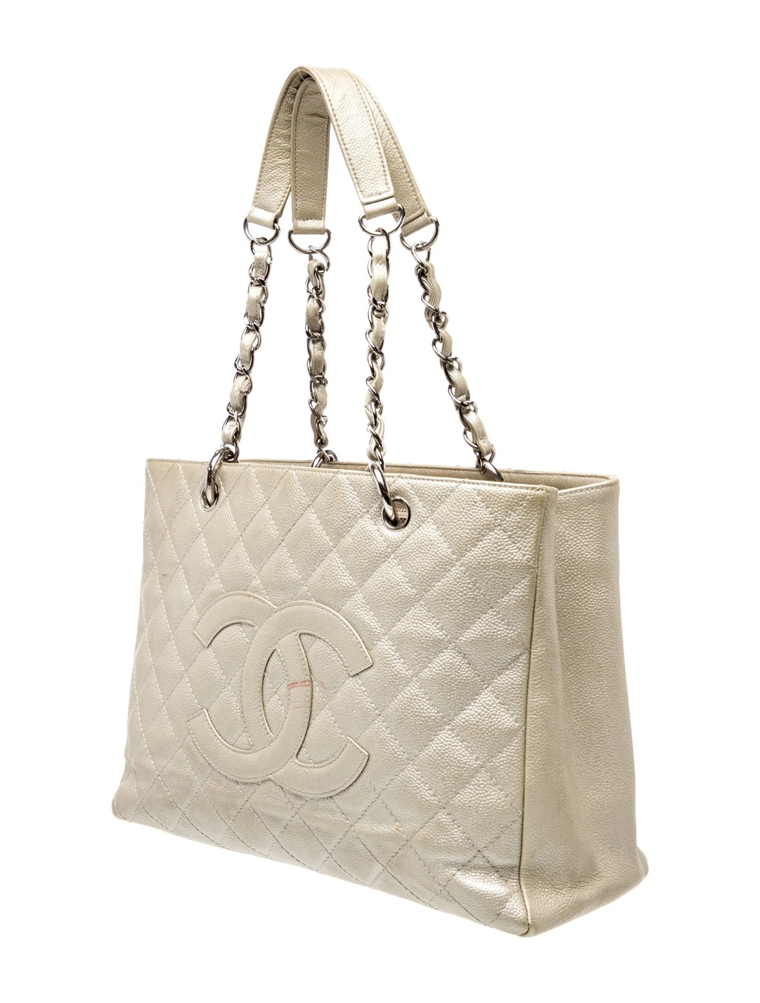 $2900 2006 Chanel Caviar Grand Shopping Tote GST Light Gold