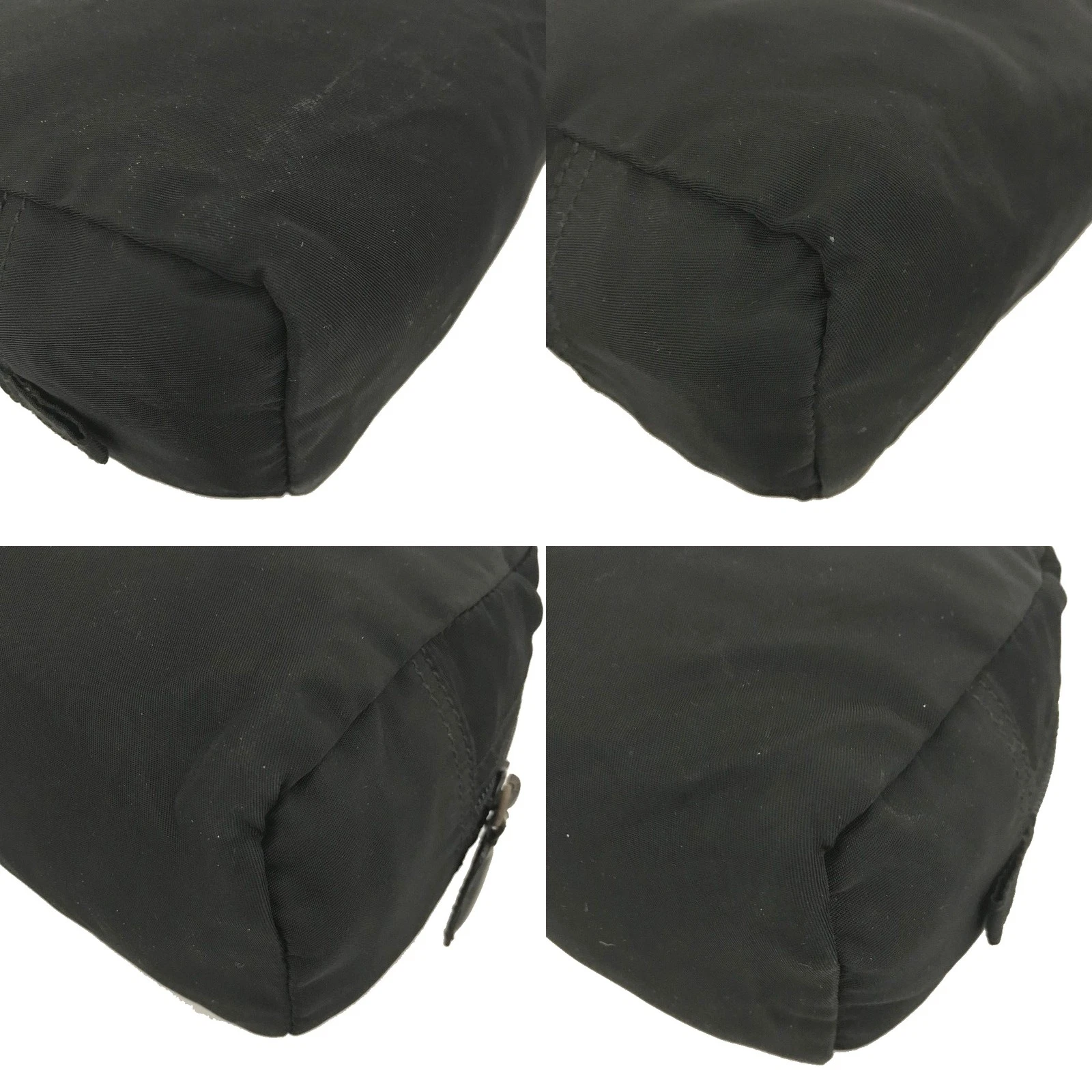 $650 PRADA Logo Plate Nylon Cosmetic Pouch Bag Black