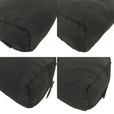 $650 PRADA Logo Plate Nylon Cosmetic Pouch Bag Black