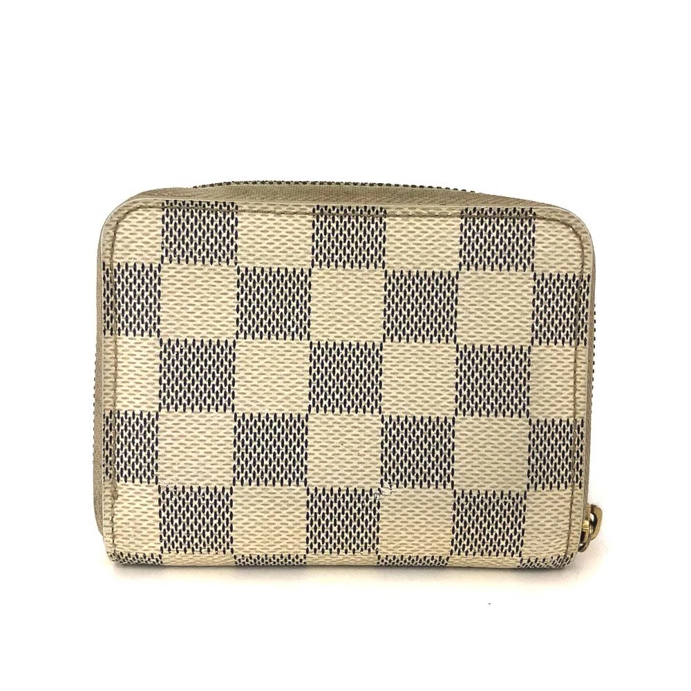 $560 Louis Vuitton Damier Azur Zippy Zip Coin Purse Wallet White SN1192