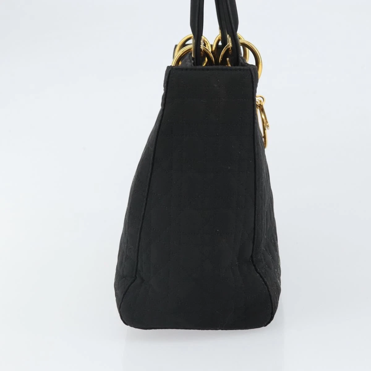 $5100 Christian Dior Nylon Cannage Medium Lady Dior Black Gold