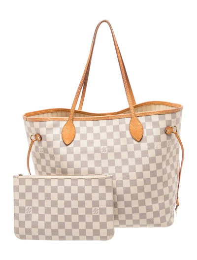 $2240 Louis Vuitton Damier Azur Neverfull w/Pouch MM 10021110