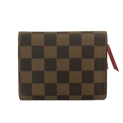 $605 2016 Louis Vuitton Damier Ebene Victorine Wallet Red SP3176