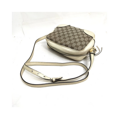 $1250 Gucci Monogram Dollar Calfskin Mini Bree Messenger Bag Beige Ebony Avoire