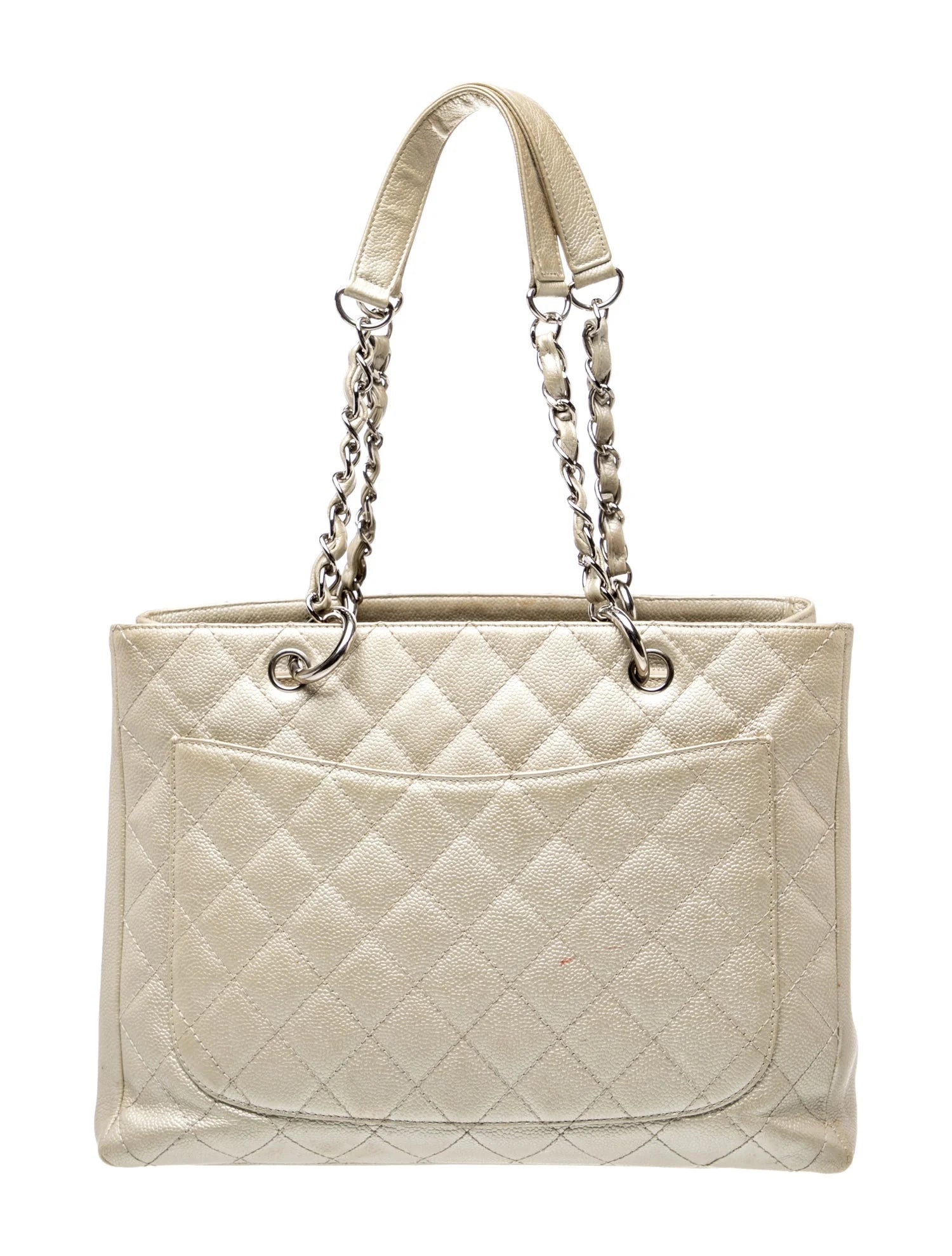 $2900 2006 Chanel Caviar Grand Shopping Tote GST Light Gold