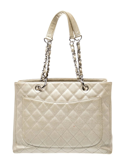 $2900 2006 Chanel Caviar Grand Shopping Tote GST Light Gold