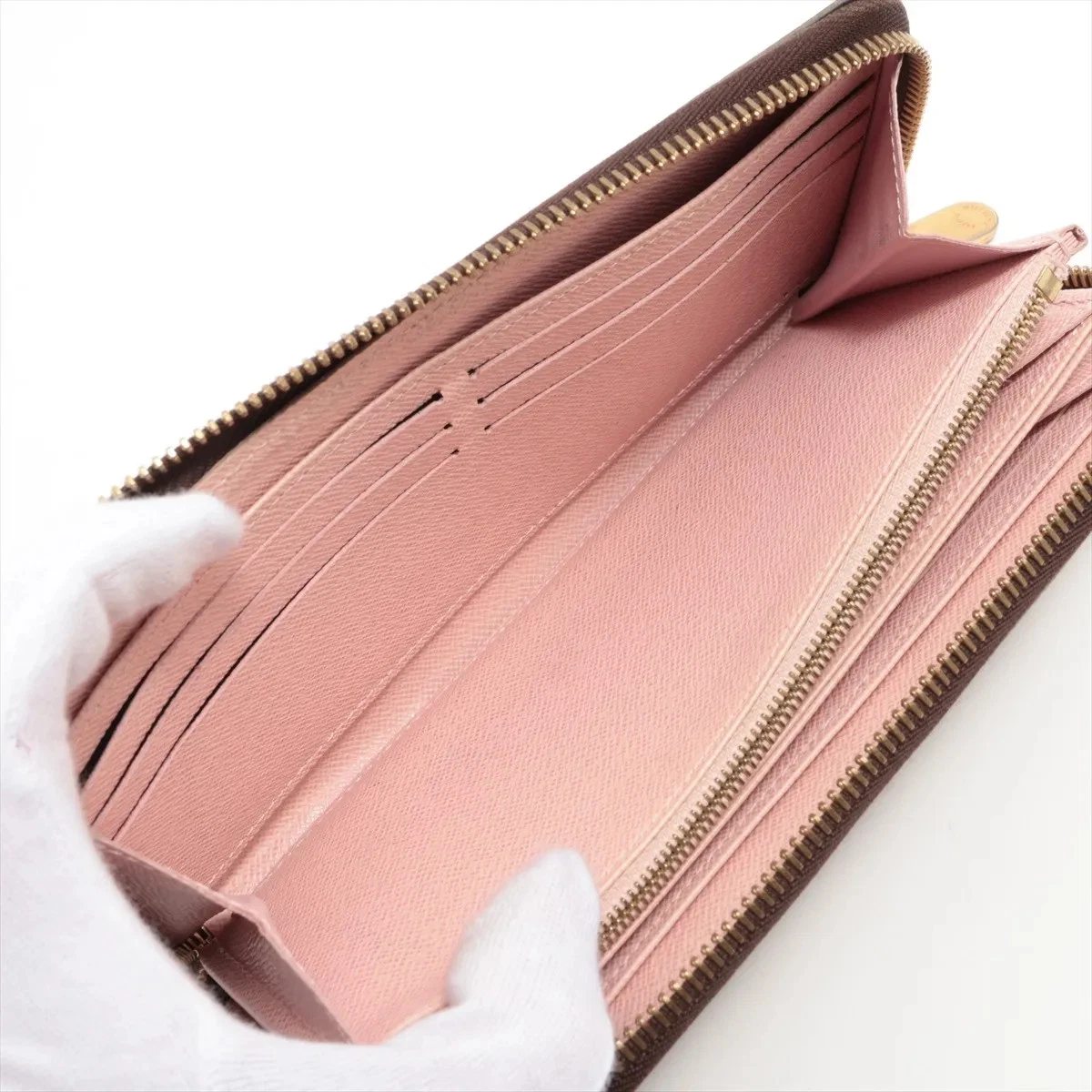 $915 RFID Louis Vuitton Monogram Zippy Wallet Rose Ballerine