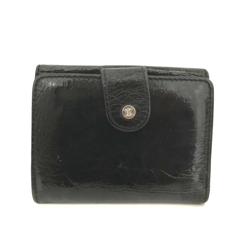 CELINE Macadam Patent Leather Bifold Wallet Black
