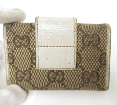 $320 2013 Gucci GG Sukey GG Canvas Leather 6-Ring Key Case 282434-2184