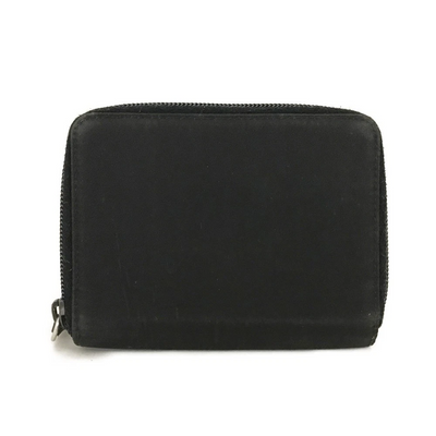 $480 PRADA Tessuto Nylon Logo Plate Zippy Bifold Wallet Black