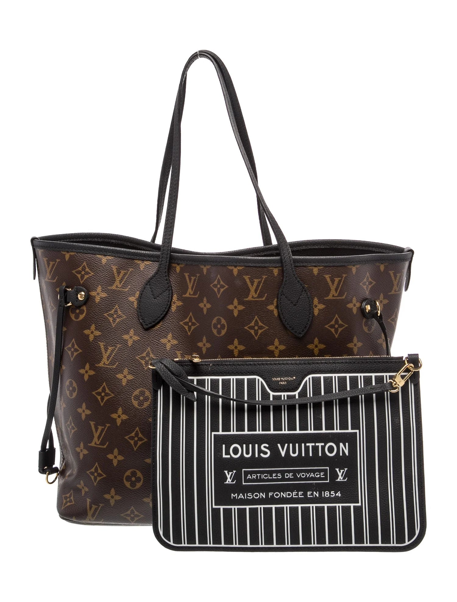 $3200 Louis Vuitton Monogram Calfskin Neo Neverfull Inside Out MM Black RFID