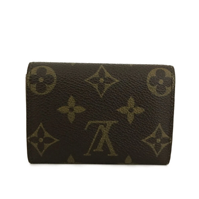 $440 1988 Louis Vuitton Monogram Porte Monnaie Plat Coin Purse Wallet Brown 883RA