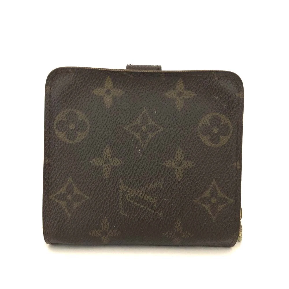 $520 2000 Louis Vuitton Monogram Compact Zip Bifold Wallet Brown CA0040