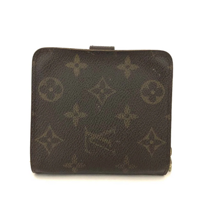 $520 2000 Louis Vuitton Monogram Compact Zip Bifold Wallet Brown CA0040