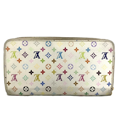 $940 2011 Louis Vuitton Monogram Multicolor Zippy Wallet White Litchi CA2191