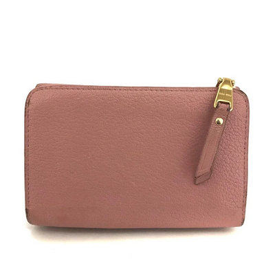 MIU MIU Logo Leather Trifold Wallet Purse Pink