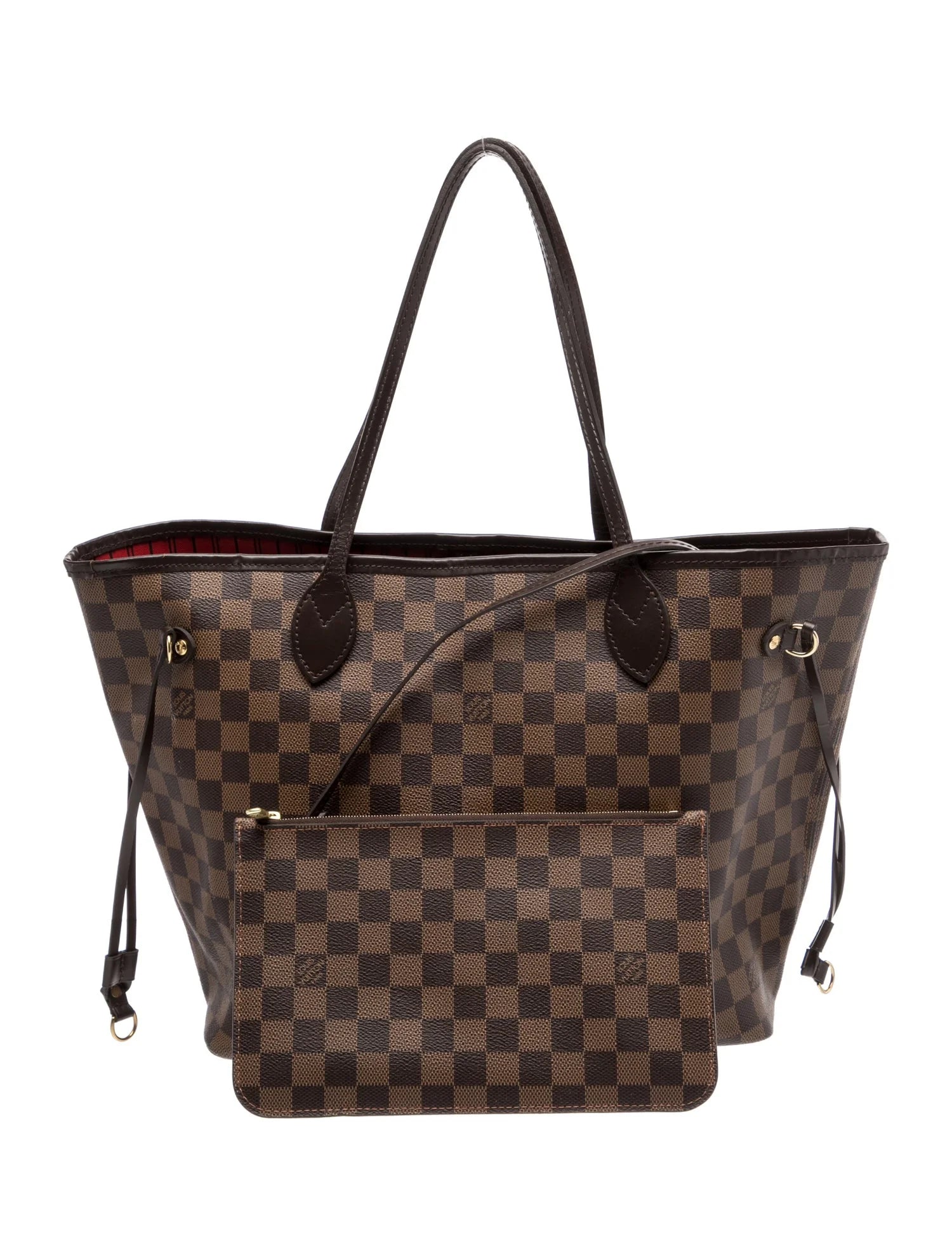 $2240 Louis Vuitton Damier Ebene Neverfull MM with Pouch