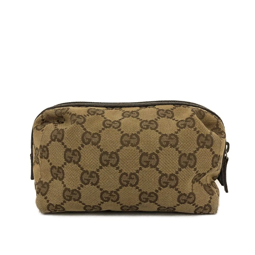 $450 Gucci Monogram Large Cosmetic Case Brown