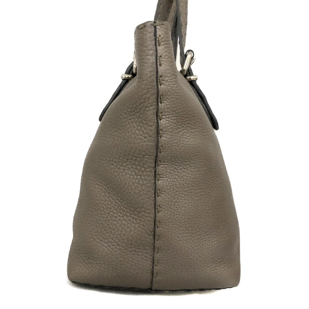 $1600 FENDI Selleria Leather Tote Bag Silver