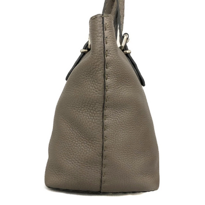 $1600 FENDI Selleria Leather Tote Bag Silver