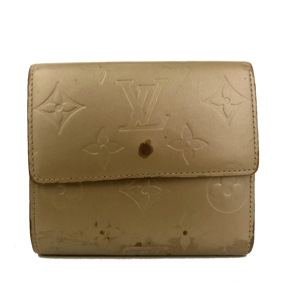 Louis Vuitton Monogram Mat Portefeiulle Elise Trifold Wallet Beige TH0044