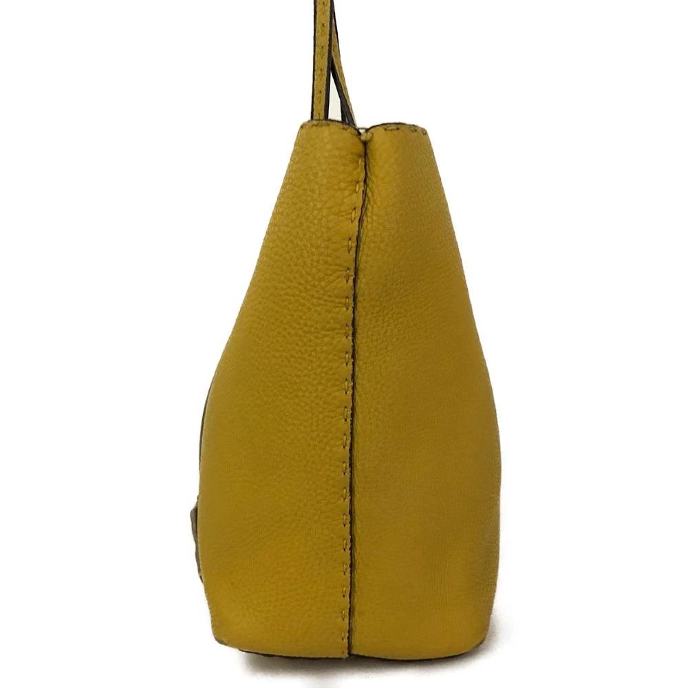 $1600 FENDI Selleria Leather Shoulder Tote Bag Yellow