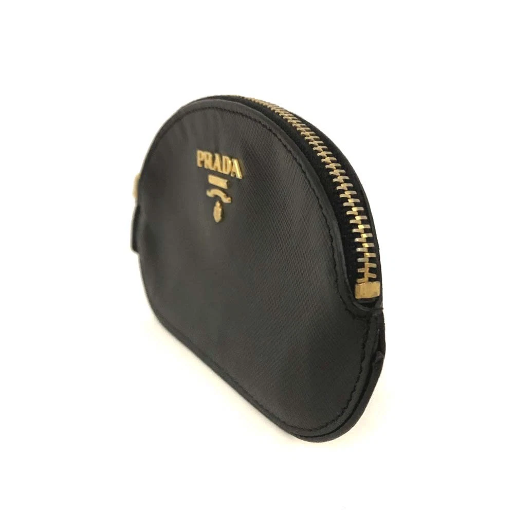 $680 PRADA Saffiano Leather Coin Purse Wallet Black